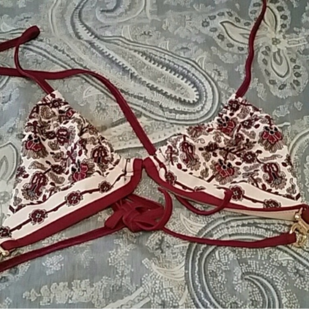 Victoria's Secret Burgundy and Cream Floral Bralette